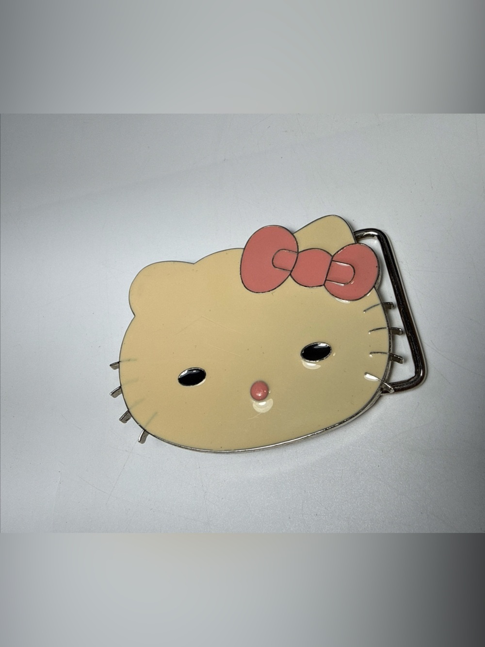 Y2K Hello Kitty Cream and Pink Enamel Belt Buckle